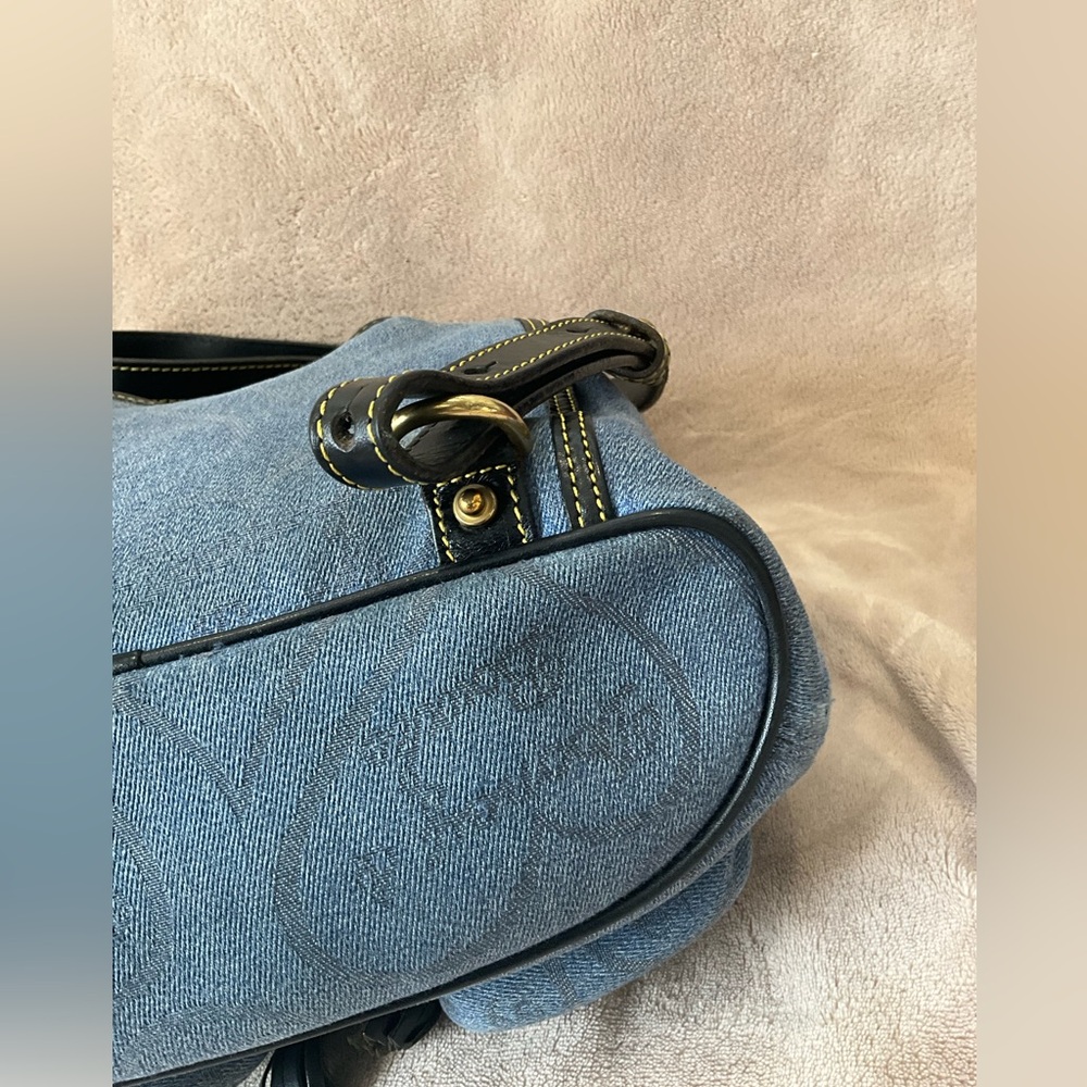 Dooney & Bourke Vintage Canyon Backpack in blue denim. 10.5”x 9.25”x 4” - Picture 9 of 16